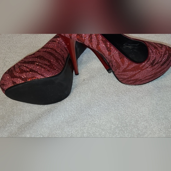 Pink and Red Sparkly Zebra Heels - Picture 2 of 3